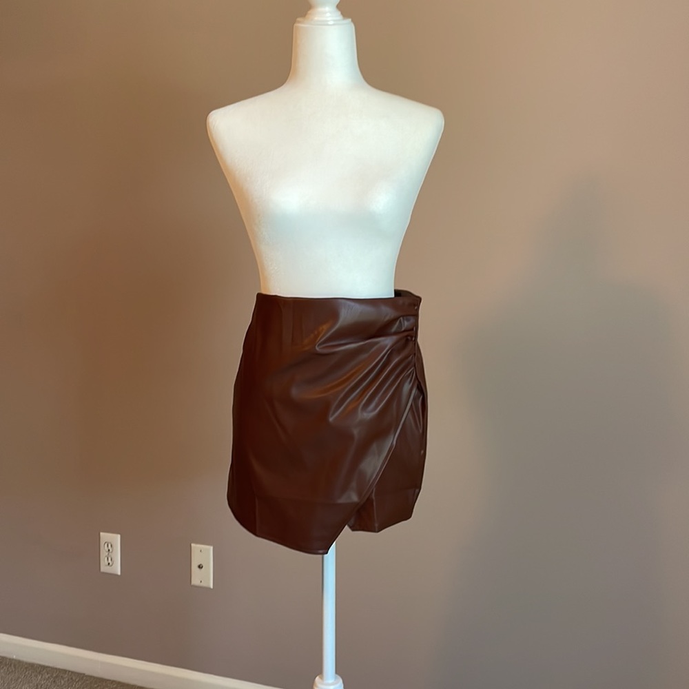 Vegan leather mini skirt